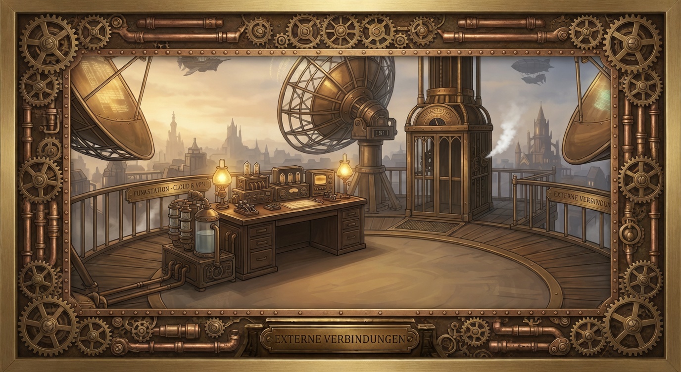 Steampunk Zentralhof Konnektivität